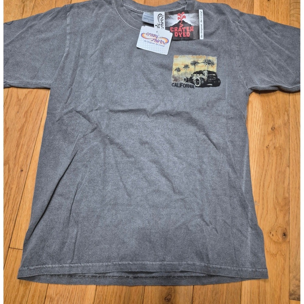 Crazy Shirts Kids Crater Dyed California PCH Hot Rod Graphic T-Shirt Gray L